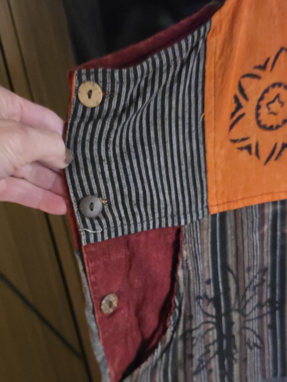 🍄NWT, BOHEMIAN PATCH OVERALLS BY " RISING INTERNATIONAL" 🍂 - Picture 6 of 17